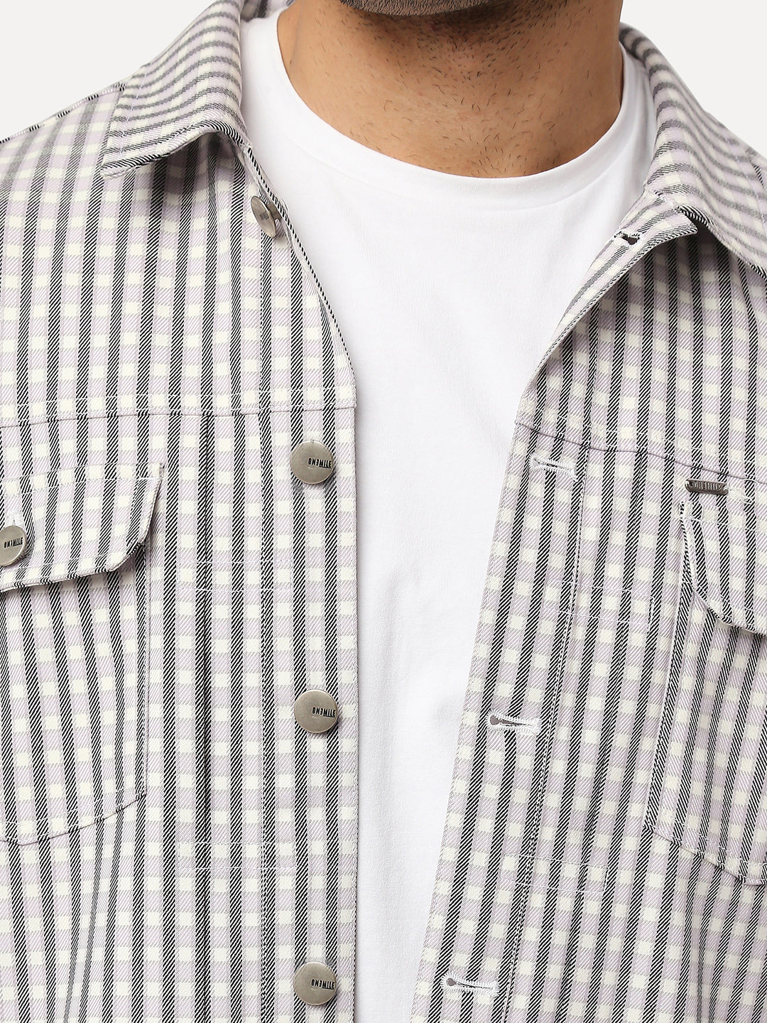 Soft Touch Violet Mini Check Maze Shacket