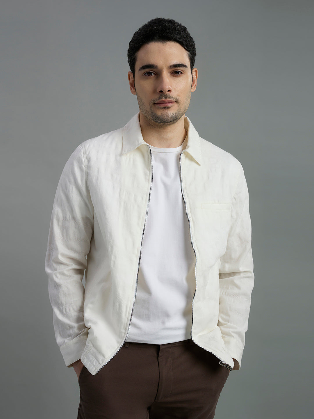 Cotton Jacquard Messenger Shacket