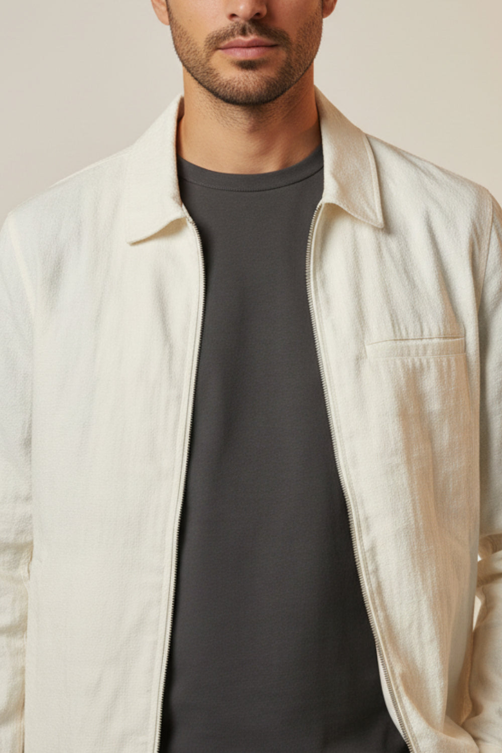 Cotton Jacquard Messenger Shacket