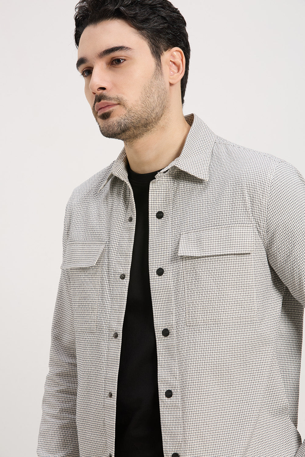 Cotton Lightweight Seersucker Flexure Shacket