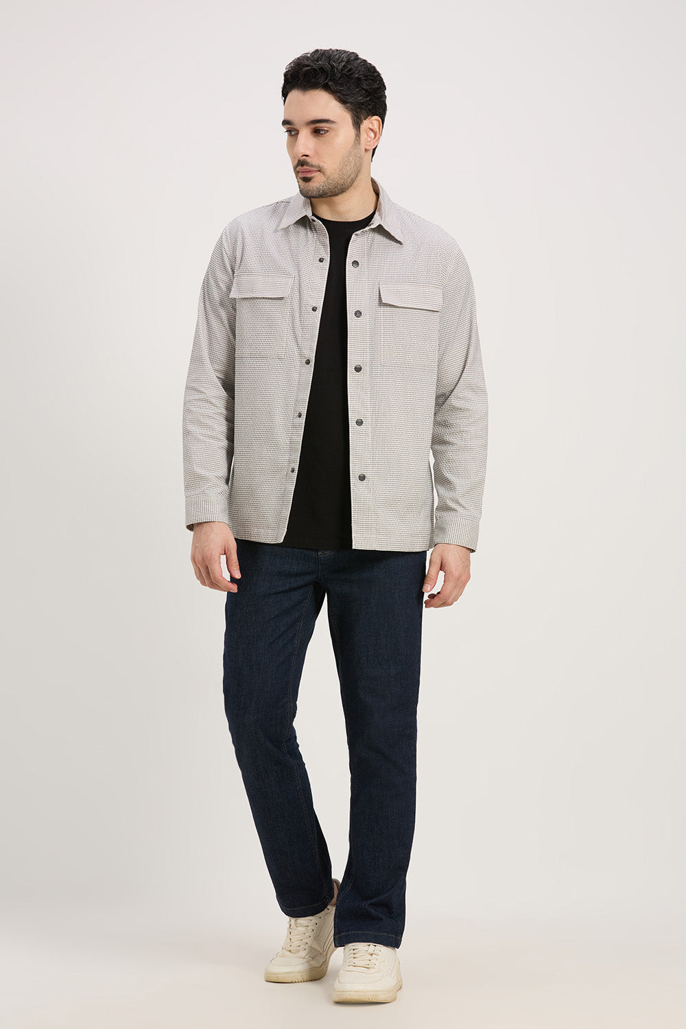 Cotton Lightweight Seersucker Flexure Shacket