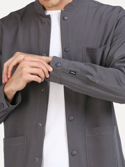 full sleeves grey shacket for men