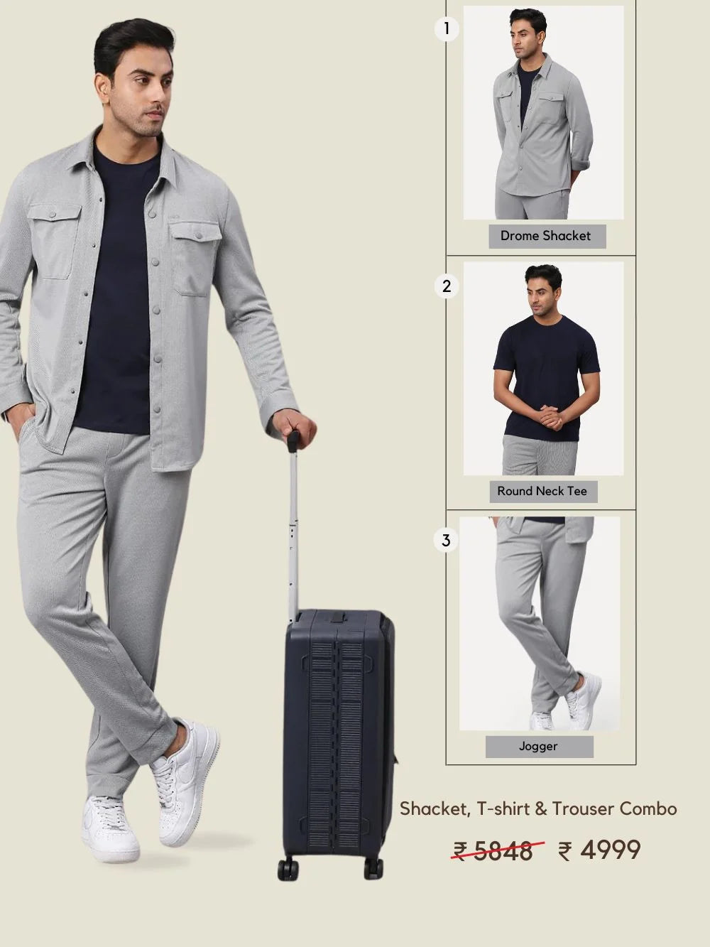 The City Slicker - Shacket, T-shirt & Trouser Combo