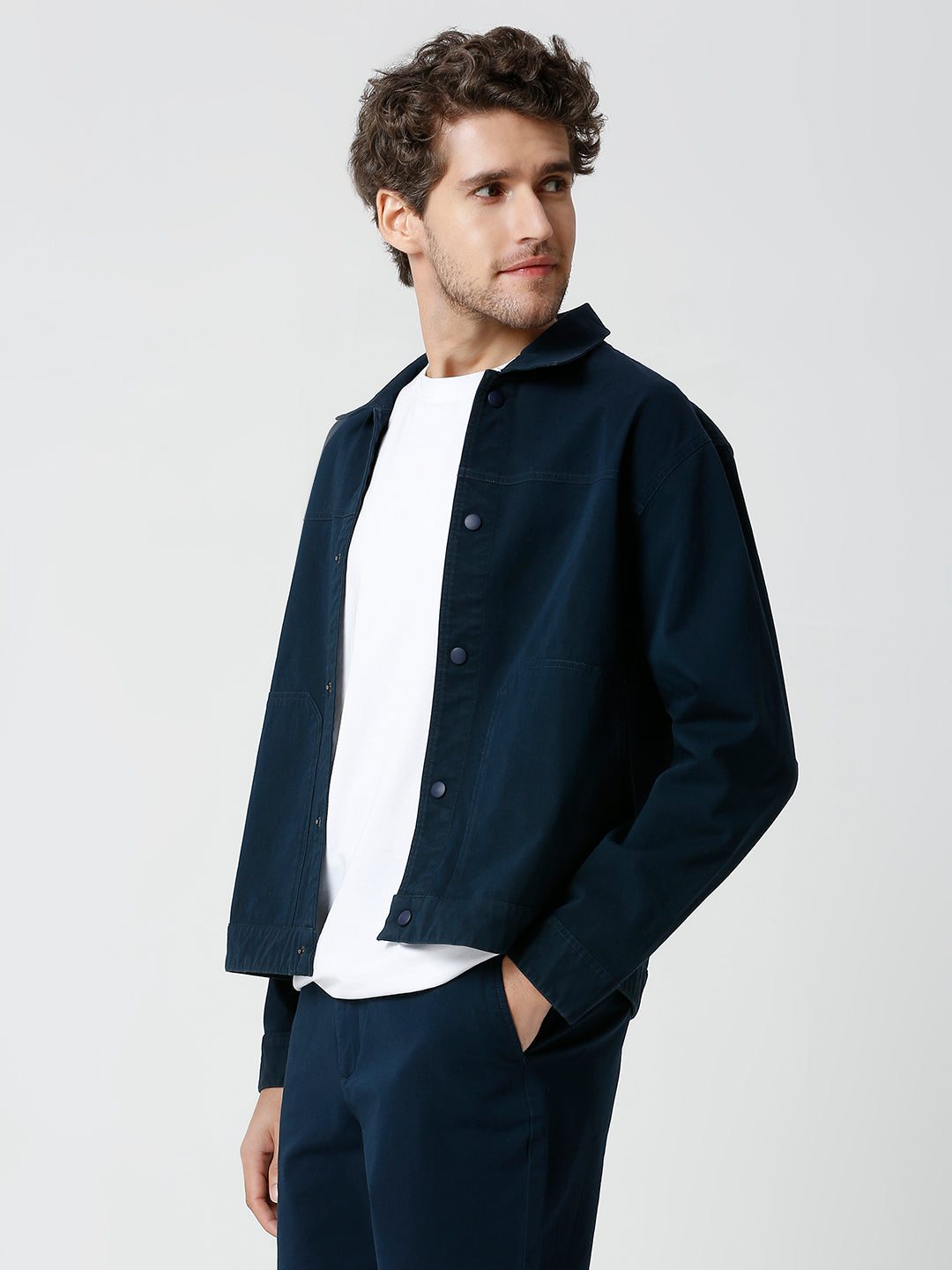 Cotton Navy Blue Harbor Shacket