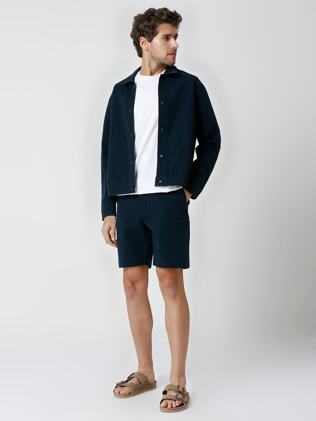 Cotton Navy Blue Harbor Shacket