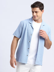 Textured Resort Dream Blue Cabin Shirt - For Men