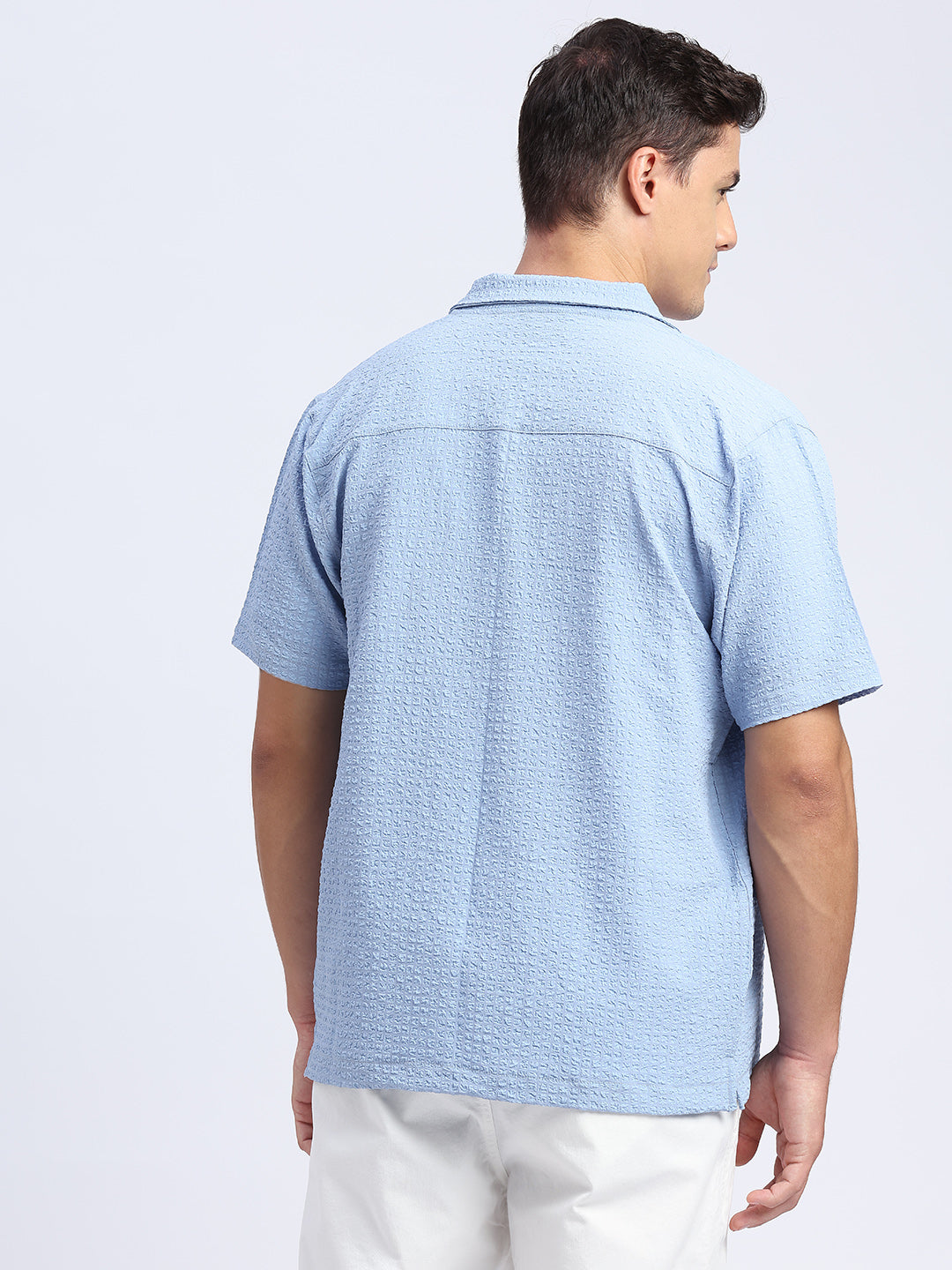 Textured Resort Dream Blue Cabin Shirt - For Men