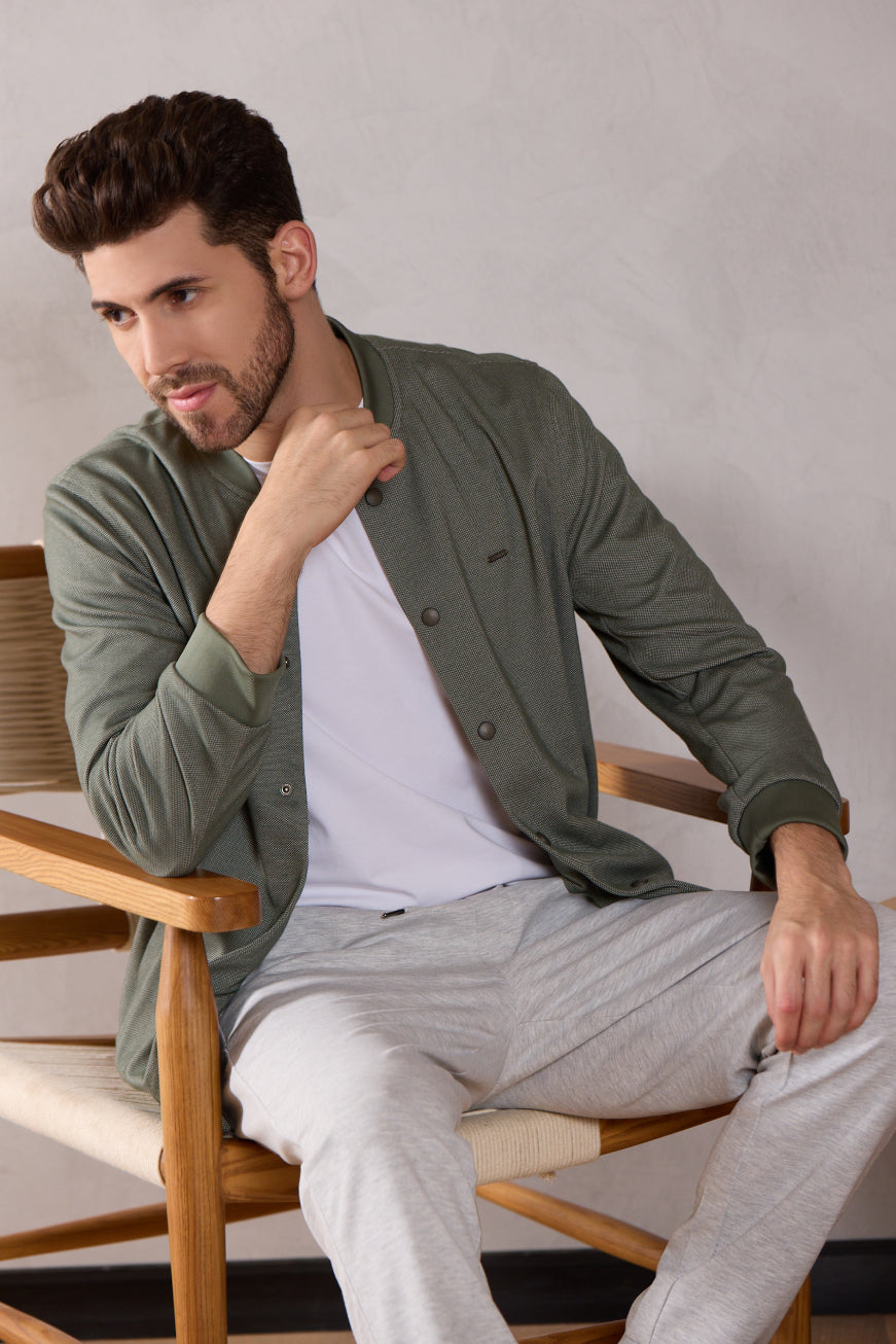 Buy Superflex Olive Green Regular Shacket For Men