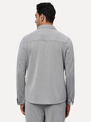 Full sleeves grey shacket for men