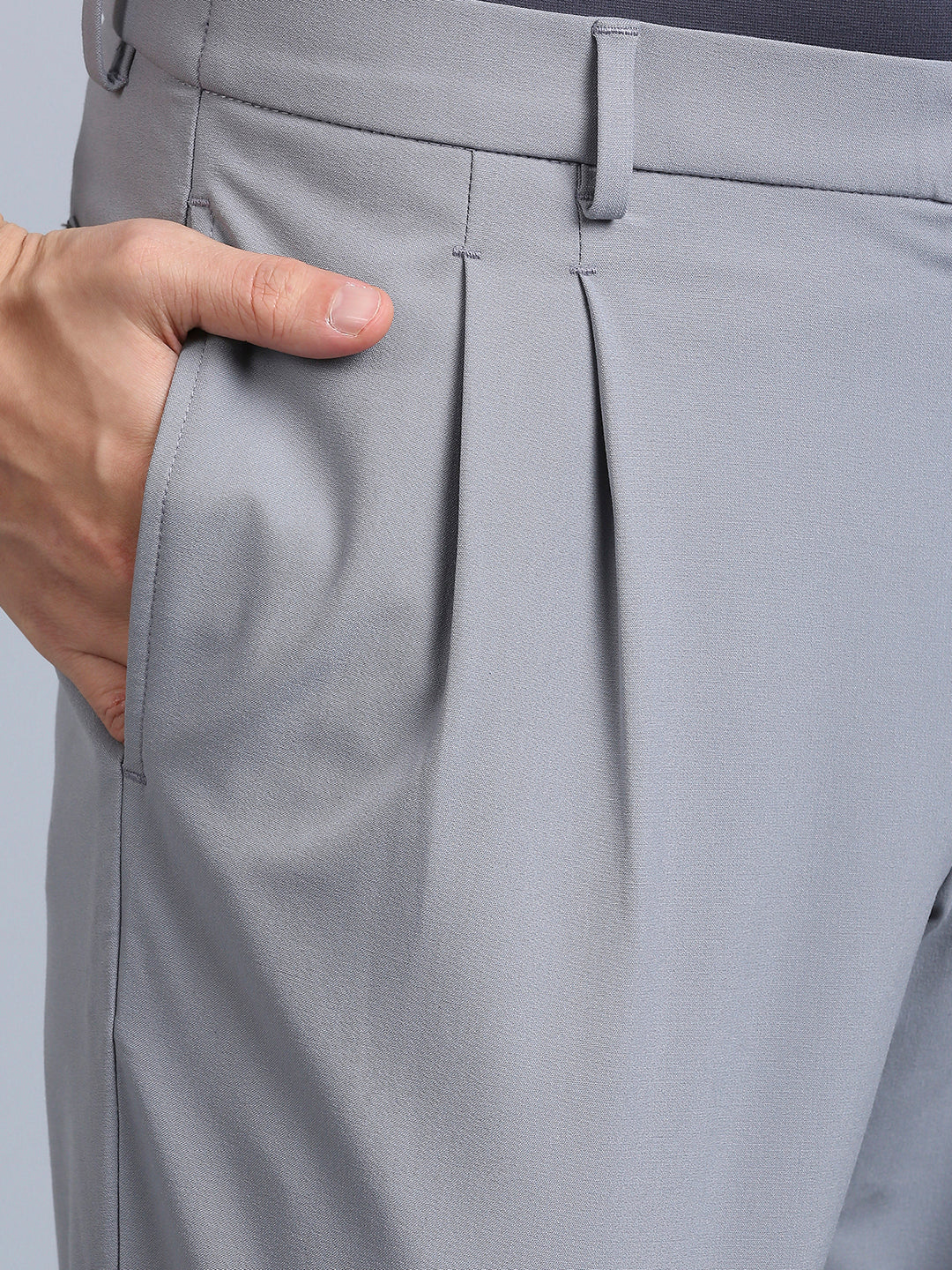 Hyperflex Stone Grey Pleated Trouser