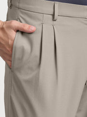 Hyperflex Dusty Beige Pleated Trouser