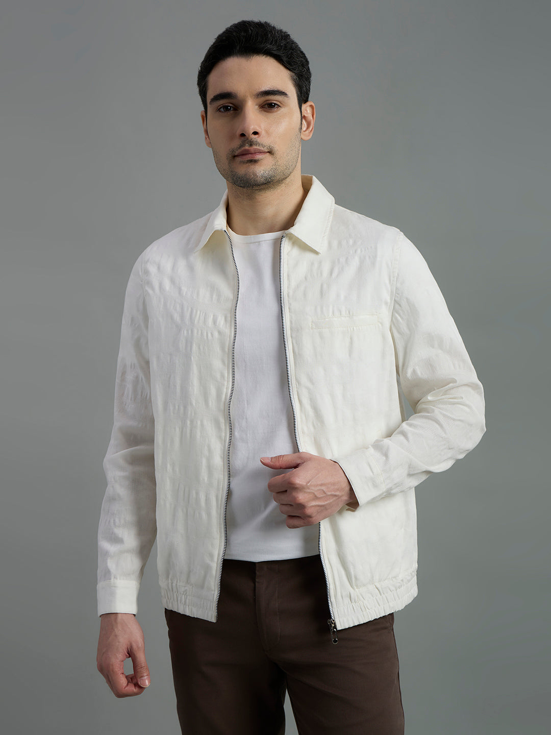 Cotton Jacquard Messenger Shacket