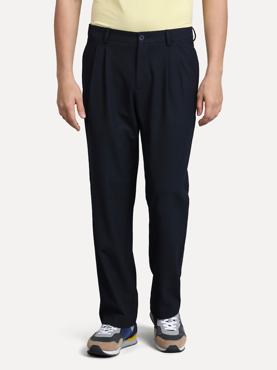 Hyperflex Navy Blue Pleated Trouser