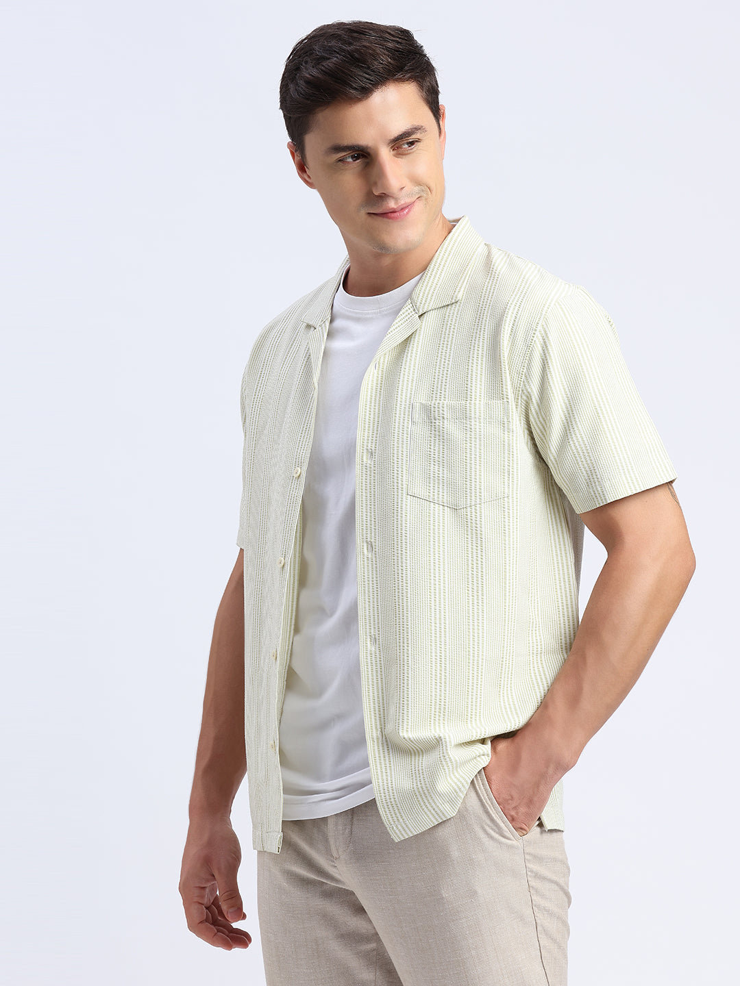 Tarragon Green summer linen shirts for men
