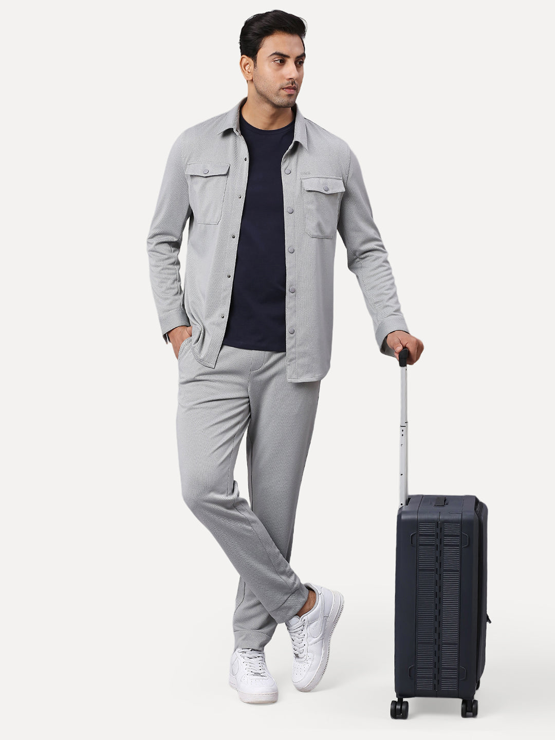 lightweight  grey shacket for men 